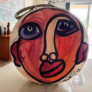 Vintage Peter Keil Painted Round Suitcase Rolling Stones Berlin Tour '77